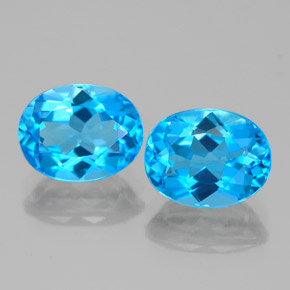 Pedras preciosas de topázio azul natural de  ct, corte oval, VVS-VS