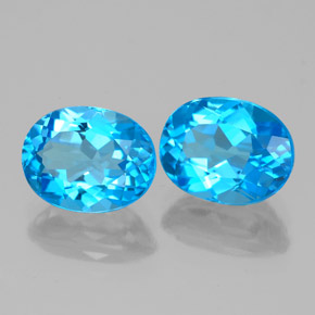 Pedras preciosas de topázio azul natural de  ct, corte oval, VVS-VS