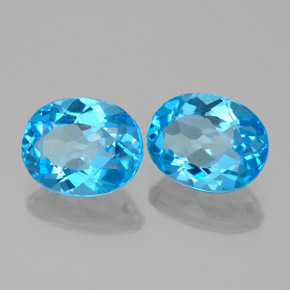 Pedras preciosas de topázio azul natural de 4,77 ct, corte oval, VS