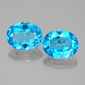 Pedras preciosas de topázio azul natural de  ct, corte oval, VVS-VS