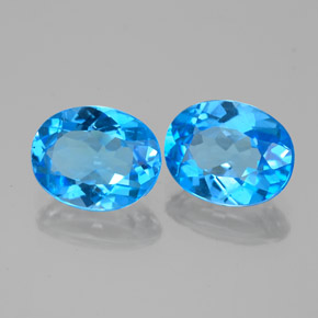 Pedras preciosas de topázio azul suíço natural de  ct, corte oval, VS-SI
