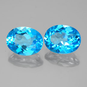 Pedras preciosas de topázio azul natural de  ct, corte oval, VS