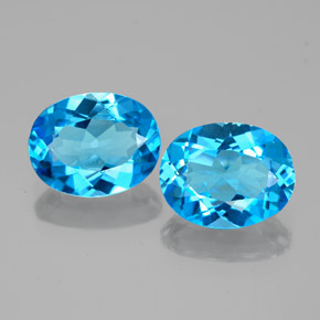 Pedras preciosas de topázio azul natural de  ct, corte oval, VVS-VS