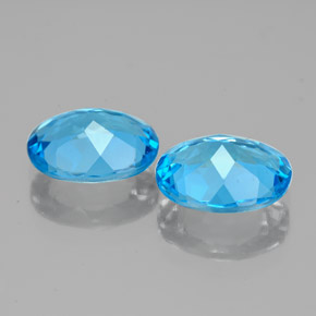 Pedras preciosas de topázio azul natural de  ct, corte oval, VVS-VS