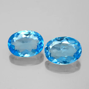 Pedras preciosas de topázio azul natural de  ct, corte oval, VS