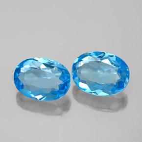 Pedras preciosas de topázio azul natural de  ct, corte oval, VS