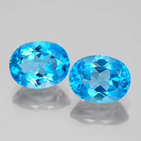 Pedras preciosas de topázio azul natural de  ct, corte oval, VS