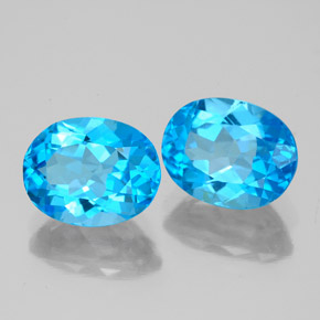 Pedras preciosas de topázio azul natural de  ct, corte oval, VS
