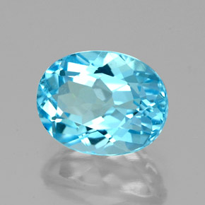 Topázio azul natural 2,80ct, corte oval, VVS-VS