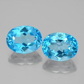 Pedras preciosas de topázio azul natural de 5,15 ct, corte oval, VVS-VS