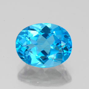 Topázio azul natural 2,50ct, corte oval, VVS-VS