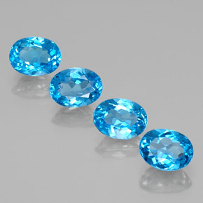 Topázio azul natural 6,29ct, corte oval, VVS-VS