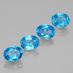 Topázio azul natural 6,29ct, corte oval, VVS-VS