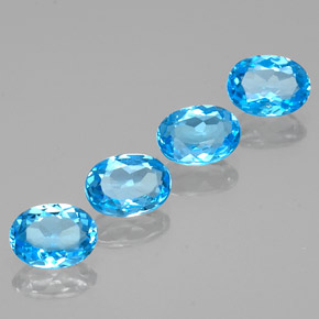 Pedras preciosas de topázio azul natural de  ct, corte oval, VS