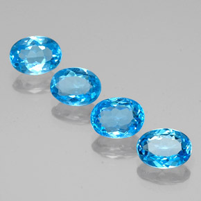 Pedras preciosas de topázio azul natural de 6,14 ct, corte oval, VVS-VS