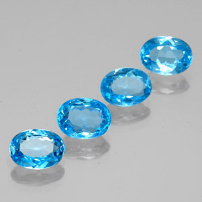 Pedras preciosas de topázio azul natural de 6,14 ct, corte oval, VVS-VS