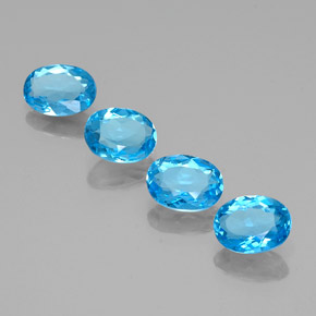 Pedras preciosas de topázio azul natural de  ct, corte oval, VS