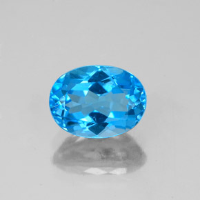 Topázio azul natural 1,78ct, corte oval, VS-SI
