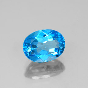 Topázio azul natural 1,78ct, corte oval, VS-SI
