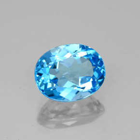 Topázio azul natural 2,53ct, corte oval, VS