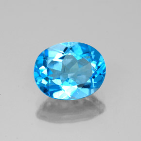Topázio azul natural 2,36ct, corte oval, VS-SI
