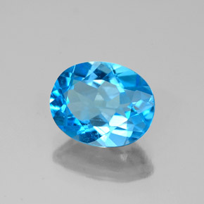 Topázio azul natural 2,36ct, corte oval, VS-SI