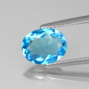Topázio azul natural 1,84ct, corte oval, VS-SI