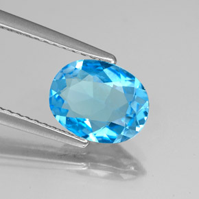 Topázio azul natural 1,84ct, corte oval, VS-SI