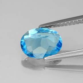 Topázio azul natural 1,84ct, corte oval, VS-SI