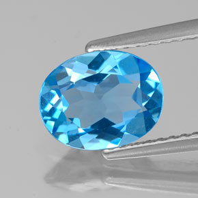 Topázio azul suíço natural 1,85ct, corte oval, VS