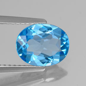 Topázio azul suíço natural 1,85ct, corte oval, VS