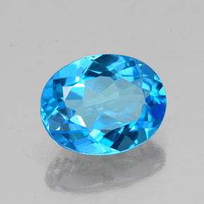 Topázio azul natural 2,18ct, corte oval, VS