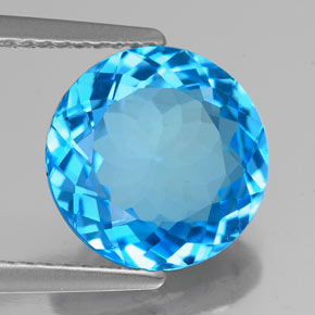 Topázio azul natural 3,90ct, corte redondo, VS