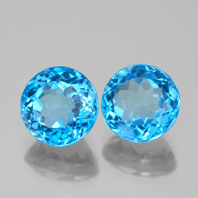 Pedras preciosas de topázio azul natural de  ct, corte redondo, VS
