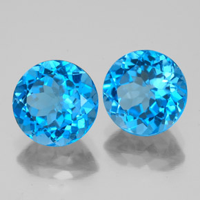 Pedras preciosas de topázio azul suíço natural de  ct, corte redondo, VS