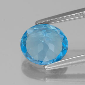 Topázio azul natural 1,77ct, corte redondo, SI