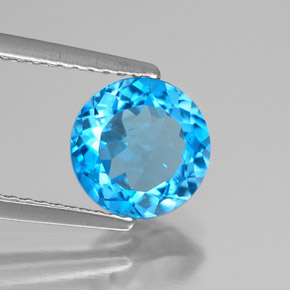Topázio azul natural 2,06ct, corte redondo, VS