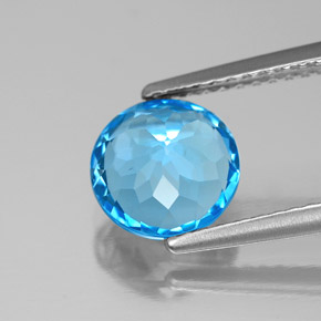 Topázio azul natural 2,06ct, corte redondo, VS