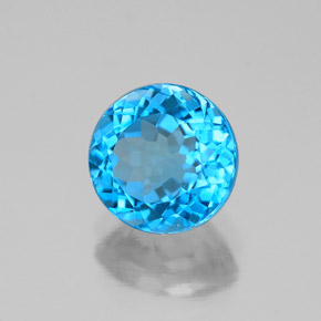 Topázio azul natural 2,24ct, corte redondo, VVS