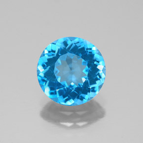 Topázio azul natural 2,11ct, corte redondo, VS