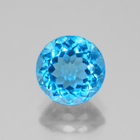 Topázio azul natural 2,43ct, corte redondo, VS-SI