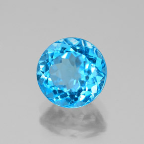 Topázio azul natural 2,43ct, corte redondo, VS-SI