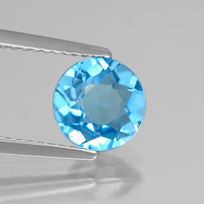 Topázio azul natural 1,58ct, corte redondo, VS