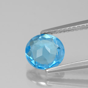 Topázio azul natural 1,58ct, corte redondo, VS