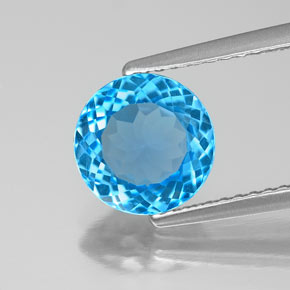Topázio azul natural 2,09ct, corte redondo, VS