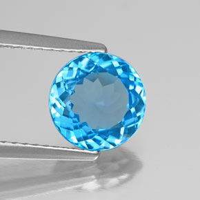 Topázio azul natural 2,09ct, corte redondo, VS