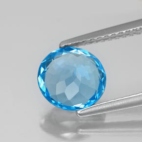 Topázio azul natural 2,09ct, corte redondo, VS