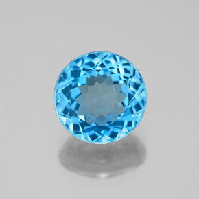 Topázio azul natural 2,15ct, corte redondo, VVS-VS