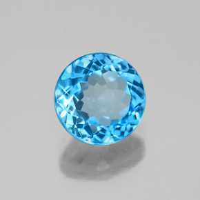 Topázio azul natural 2,15ct, corte redondo, VVS-VS