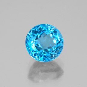 Topázio azul natural 1,94ct, corte redondo, VS